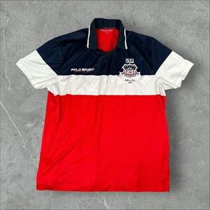 Polo by Ralph Lauren Shirt Mens Large Blue Polo‎ Sport Team USA PRLFC Y2K #2 AOP
